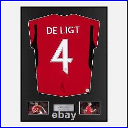 Framed De Ligt Signed Manchester United Shirt Red Home Modern