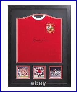 Framed Denis Law Signed Manchester United 1963 Football Shirt With Coa & Proof
