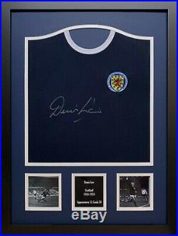 Framed Denis Law Signed Scotland Football Shirt See Proof Coa Manchester United