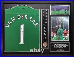 Framed Edwin Van Der Sar Signed Nike Shirt & Proof Manchester United Football
