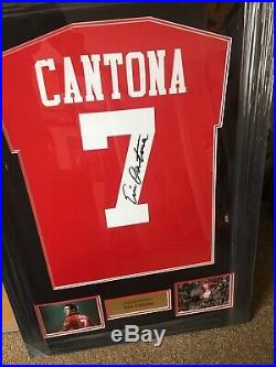 Framed Eric Cantona Signed Manchester United Home Shirt, authenticity cert