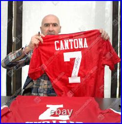Framed Eric Cantona Signed Manchester United Shirt 1994, Home, Number 7 Pano