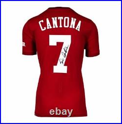 Framed Eric Cantona Signed Manchester United Shirt 2019-2020, Number 7 Compa