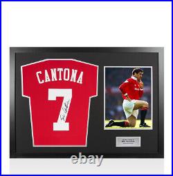 Framed Eric Cantona Signed Manchester United Shirt 2019-2020, Number 7 Panor