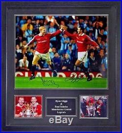 Framed Giggs & Scholes Dual Signed 16x20 Manchester United Football Photo Proof