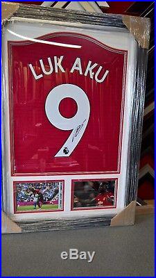Framed Hand Signed Lukaku 9 Manchester United 2018/19 Home Shirt Proof Shown