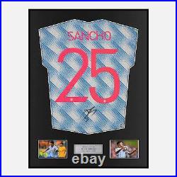 Framed Jadon Sancho Signed Manchester United Shirt 2021-22 Away Modern