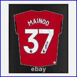 Framed Mainoo Signed Manchester United Shirt, Red Home Mini