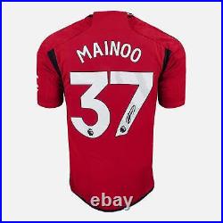 Framed Mainoo Signed Manchester United Shirt, Red Home Mini