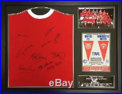 Framed Manchester United 1968 Home Football Shirt Signed By 10 With Charlton Coa