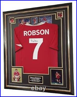 Framed Manchester United Legend Bryan Robson Signed Shirt Autographed Jersey