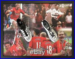 Framed Manchester United Ryan Giggs & Paul Scholes Signed Football Boots Proof