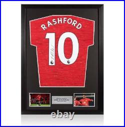 Framed Marcus Rashford Signed Manchester United Shirt Home, 2020-21