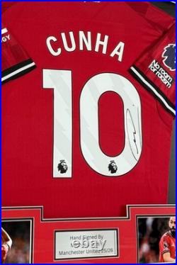 Framed, Matheus Cunha Hand Signed Manchester United 25/26 Home Shirt + COA