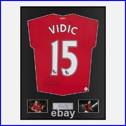 Framed Nemanja Vidic Signed Manchester United Shirt 2010-11 Home Classic Framed Nemanja Vidic Signed Manchester United Shirt 2010-11 Home Classic