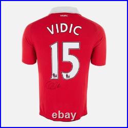 Framed Nemanja Vidic Signed Manchester United Shirt 2010-11 Home Classic Framed Nemanja Vidic Signed Manchester United Shirt 2010-11 Home Classic
