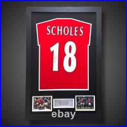 Framed Paul Scholes Hand Signed Manchester United Football Shirt £299 With Coa