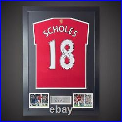 Framed Paul Scholes Hand Signed Manchester United Football Shirt With COA £259 Framed Paul Scholes Hand Signed Manchester United Football Shirt With COA £259