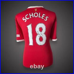 Framed Paul Scholes Hand Signed Manchester United Football Shirt With COA £259 Framed Paul Scholes Hand Signed Manchester United Football Shirt With COA £259
