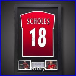 Framed Paul Scholes Hand Signed Manchester United Football Shirt With COA £299