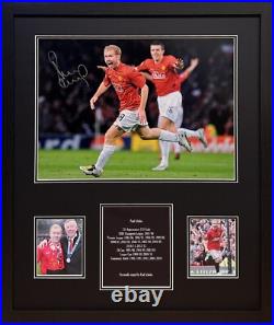 Framed Paul Scholes Signed Manchester United Champions League Photo See Proof