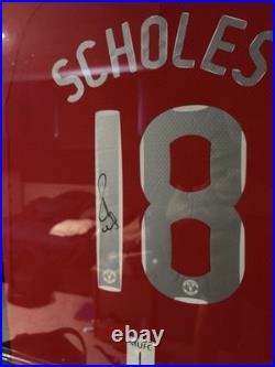 Framed Paul Scholes Signed Manchester United Shirt 2008 Final Classic