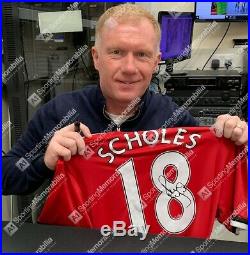 Framed Paul Scholes Signed Manchester United Shirt 2017/18 Number 18