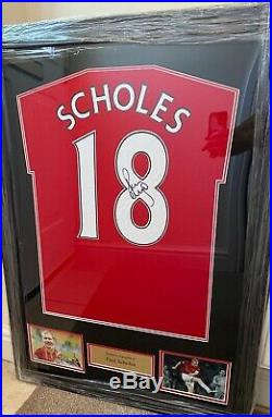 Framed Paul Scholes Signed Manchester United Shirt- Number 18 With COA