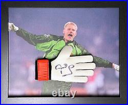 Framed Peter Schmeichel Signed Adidas Glove Football & Proof Manchester United