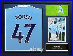 Framed Phil Foden Signed Manchester City 2020/21 Football Shirt See Proof Coa