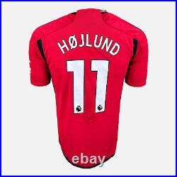 Framed Rasmus Hojlund Signed Manchester United Shirt Home 2023-24 Modern