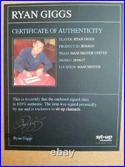 Framed Ryan Giggs Signed Manchester United 11 Shirt &certificate Of Authenticity