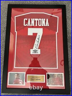 Framed Signed Eric Cantona Manchester United Shirt With COA