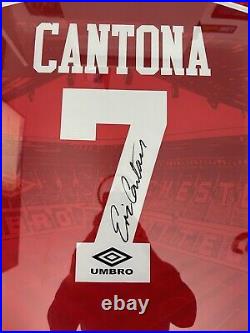 Framed Signed Eric Cantona Manchester United Shirt With COA