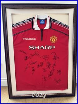 Framed Signed Manchester United 1999 Treble Winners Shirt Origin