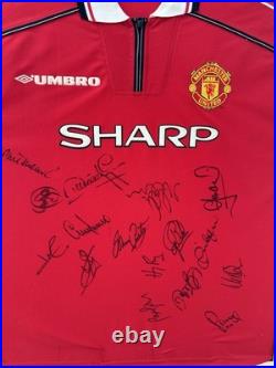 Framed Signed Manchester United 1999 Treble Winners Shirt Origin