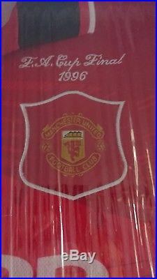 Framed Signed Manchester United, Cantona Shirt COA Brand New Gift