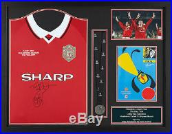 Framed Signed Sheringham & Solskjaer Manchester United 1999 Shirt Coa & Proof