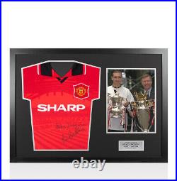Framed Sir Alex Ferguson & Eric Cantona Dual Signed Manchester United Shirt 19
