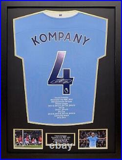 Framed Vincent Kompany Signed Manchester City Career Stats Football Shirt Proof