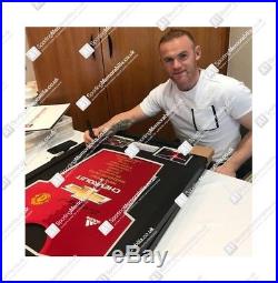 Framed Wayne Rooney Front Signed Manchester United Shirt Career Stats Home, 20