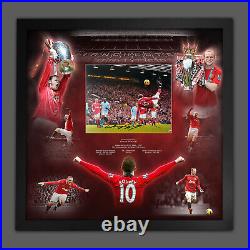Framed Wayne Rooney Signed Photo Autograph Coa Man Utd Manchester United Overhea