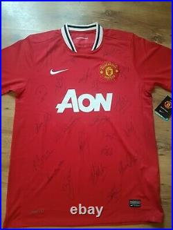 Fully Signed Classic Manchester United Man Utd 2011-12 Mens XL Large Home Shirt