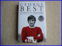 GEORGE BEST Manchester United GIFT Boxed SCORING AT HALF TIME SIGNED H/B +++