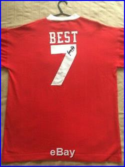 GEORGE BEST SIGNED NUMBER 7 MANCHESTER UNITED RETRO 1960's 1970's HOME SHIRT