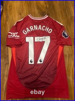 Garnacho Signed Manchester United Home Shirt With COA Included