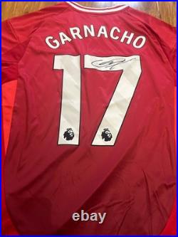Garnacho Signed Manchester United Home Shirt With COA Included
