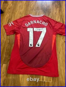 Garnacho hand signed Manchester United home shirt with Coa included Garnacho hand signed Manchester United home shirt with Coa included