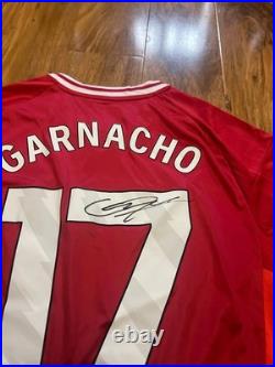 Garnacho hand signed Manchester United home shirt with Coa included Garnacho hand signed Manchester United home shirt with Coa included