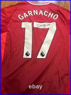 Garnacho hand signed Manchester United home shirt with Coa included Garnacho hand signed Manchester United home shirt with Coa included